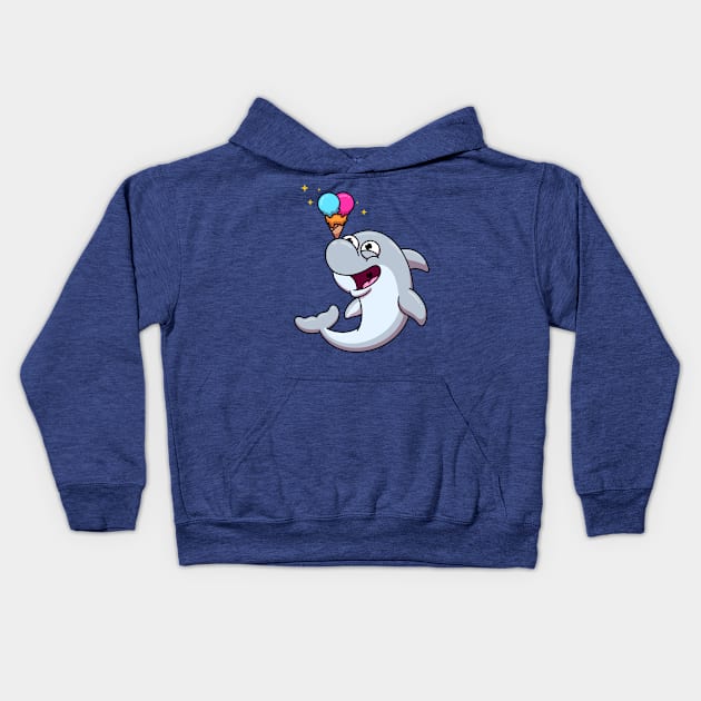 Dolphin Doing Tricks With Ice Cream Kids Hoodie by TheMaskedTooner